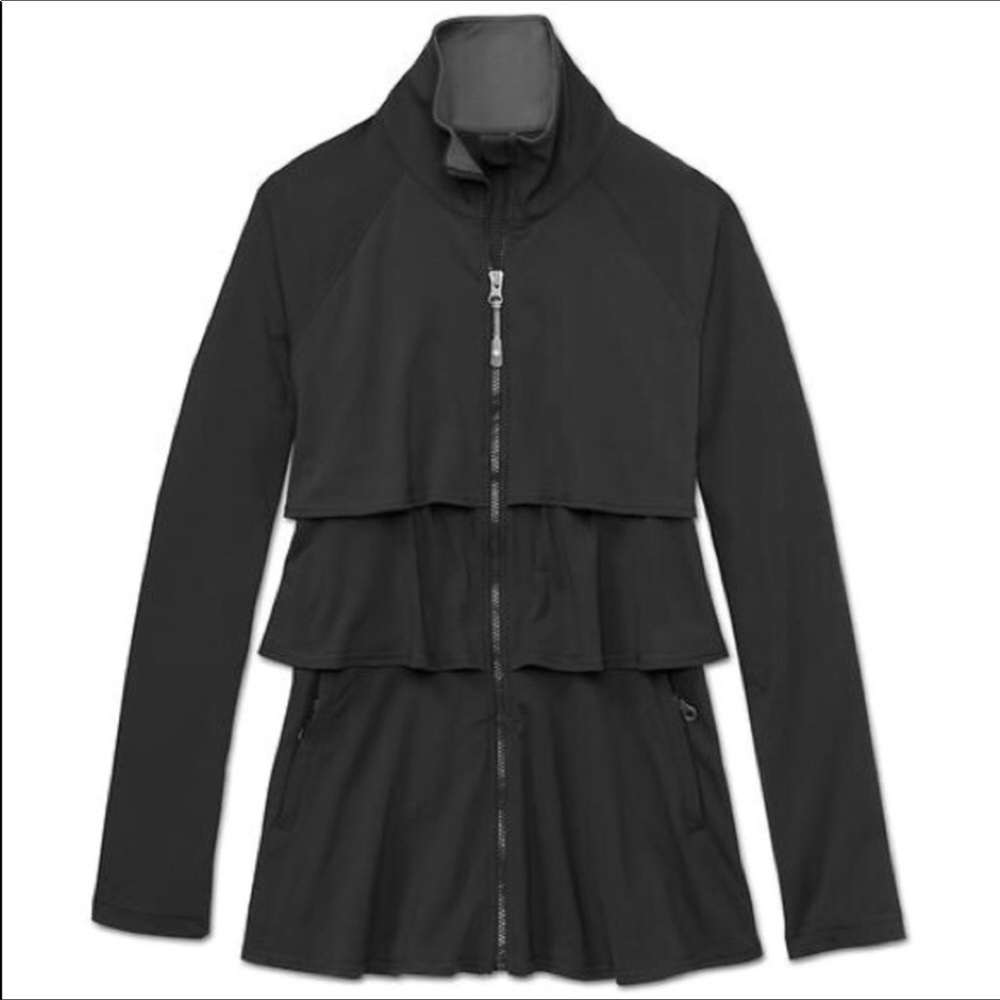 Athleta full zip ruffled sweat jacket size Small